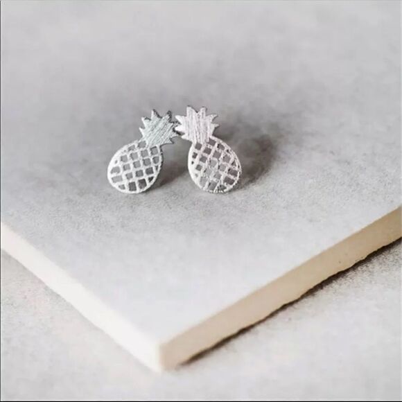 Silver Plated Pineapple Earrings  - Picture 1 of 3